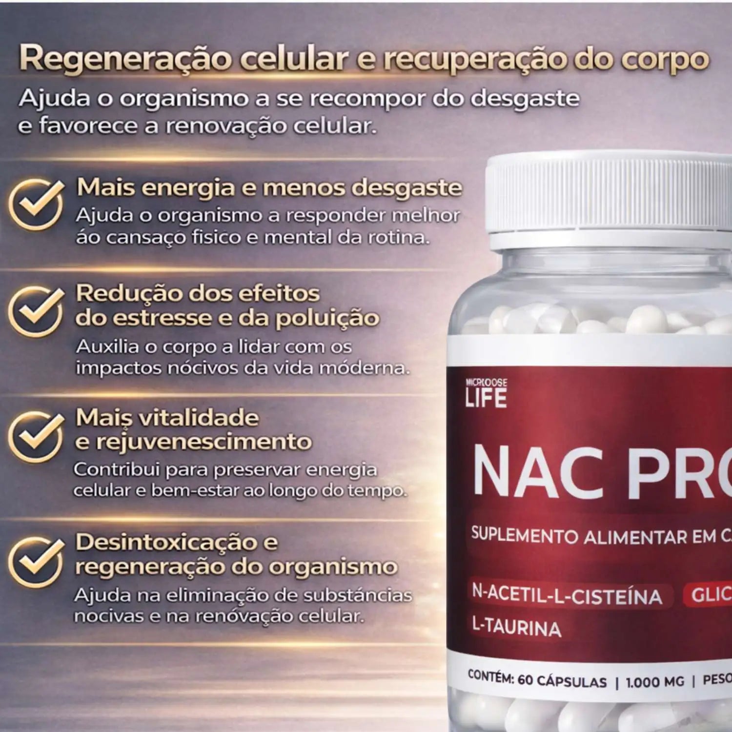 Nac Pro - Nac + Glicina e Taurina (60 Capsulas)